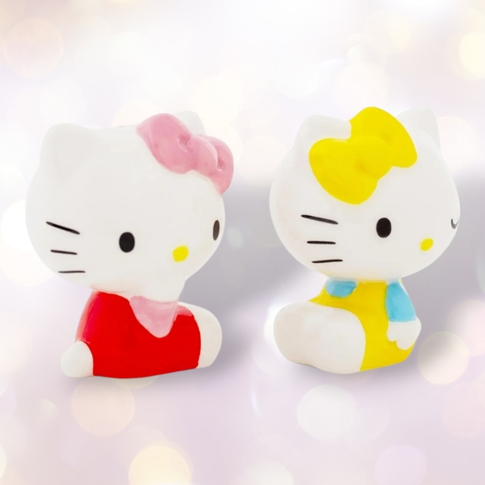 Hello Kitty Figurines with Red and Yellow Accents